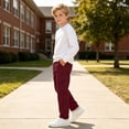 thumbnail image 6 of Boys Stretch Cargo Pants Casual Elastic Waist Straight Leg Regular Fit Kids Hiking Pants Wine 5T, 6 of 8