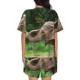 thumbnail image 3 of Kdxio Asia Elephant Print Pajamas Sets for Women Short-Sleeved Pjs with Lounge Shorts Two Piece Sleepwear S-4XL, 3 of 8