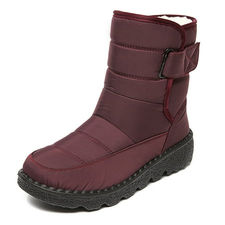 

Velcro Snow Boots Winter Warm Plush Shoes Women