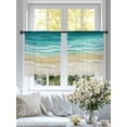 thumbnail image 4 of Turquoise Gradient Beach Sheer Curtains 2 Panels Set Abstracts Seaside Ocean Wave Coastal Sheer Window Curtains Light Filtering Rod Pocket Voile Drapes for Bedroom Living Room 52"x54", 4 of 8
