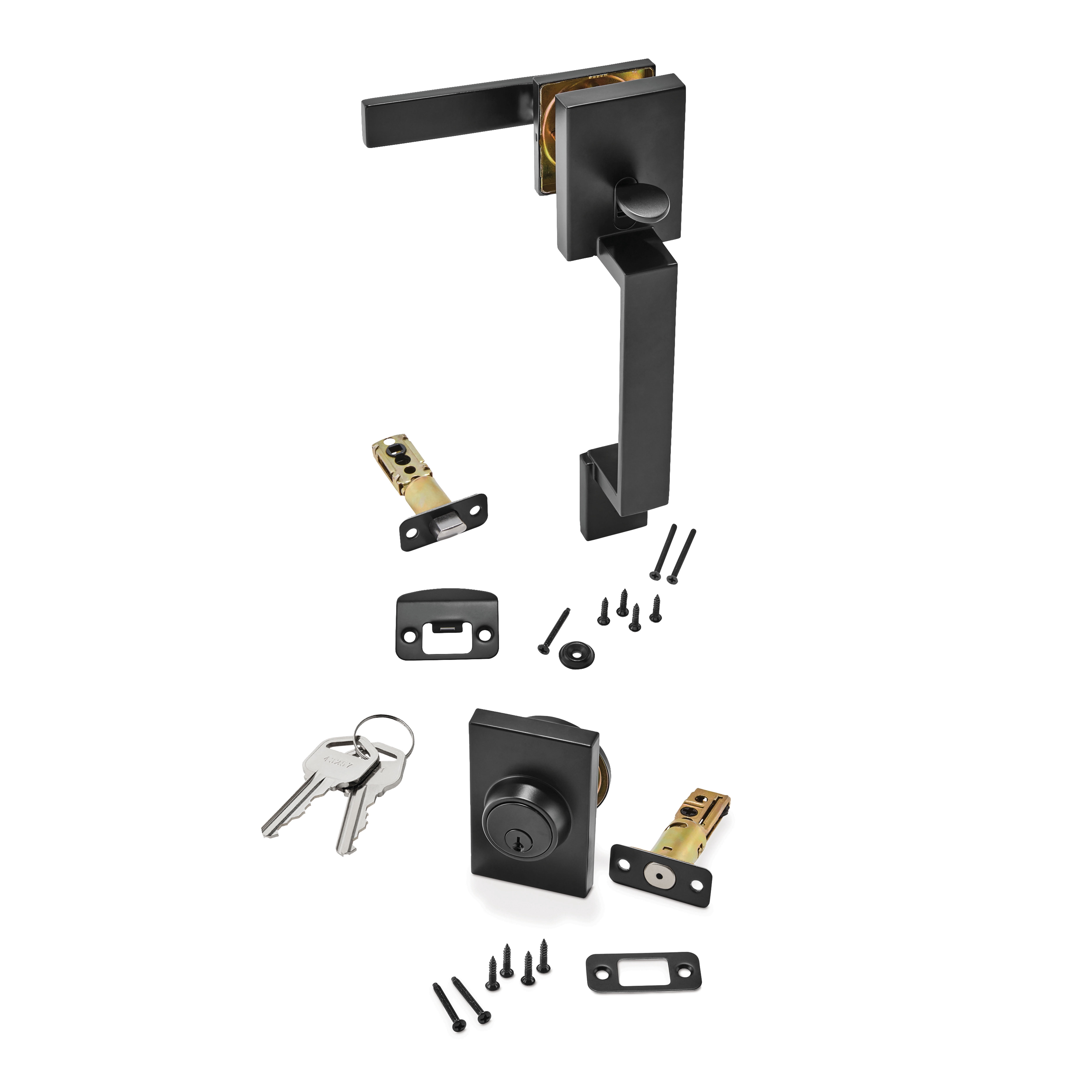 Hyper Tough Front Door Handle and Deadbolt Set with Reversible Interior Lever Matte Black Finish