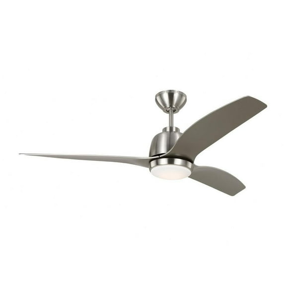 3 Blade Ceiling Fan with Light Kit in Transitional Style-16.2 inches Tall and 54 inches Wide-Brushed Steel Finish Bailey Street Home 96-Bel-4828517