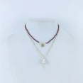 thumbnail image 3 of Gold Over Sterling Silver with Natural Freshwater Pearl and Garnet Duble Strand Necklace with 18" Chain, 3 of 3