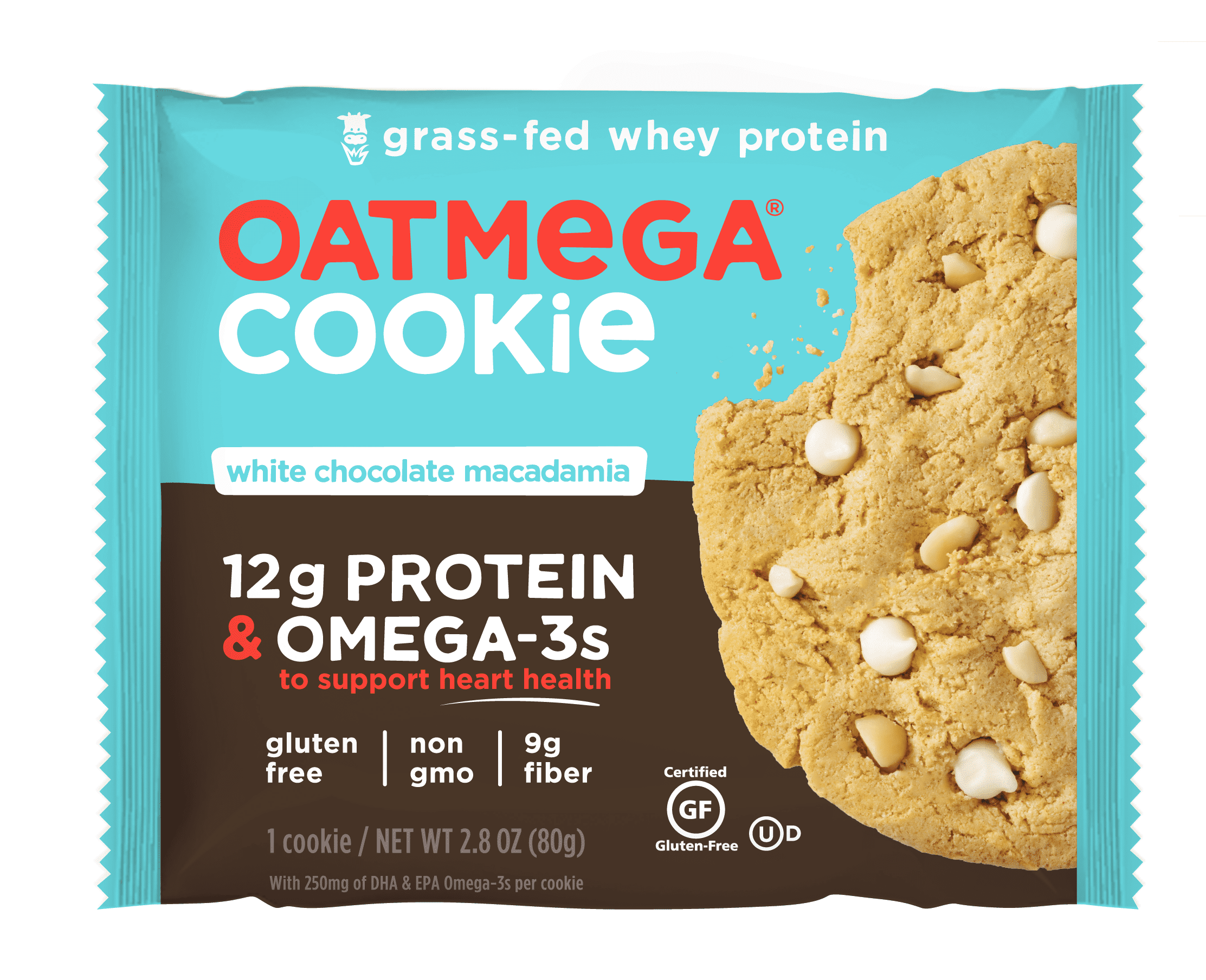 Oatmega White Chocolate Macadamia Nut Protein Cookies, 12 Cookies, 2.8