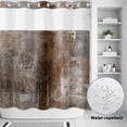 thumbnail image 2 of No Hook Shower Curtain, Brown Shower Curtains for Bathroom with See Through Top Window, Retro Oil Painting Modern Abstract Art Aesthetics Waterproof & Washable Bath Curtain 66"x72", 2 of 9