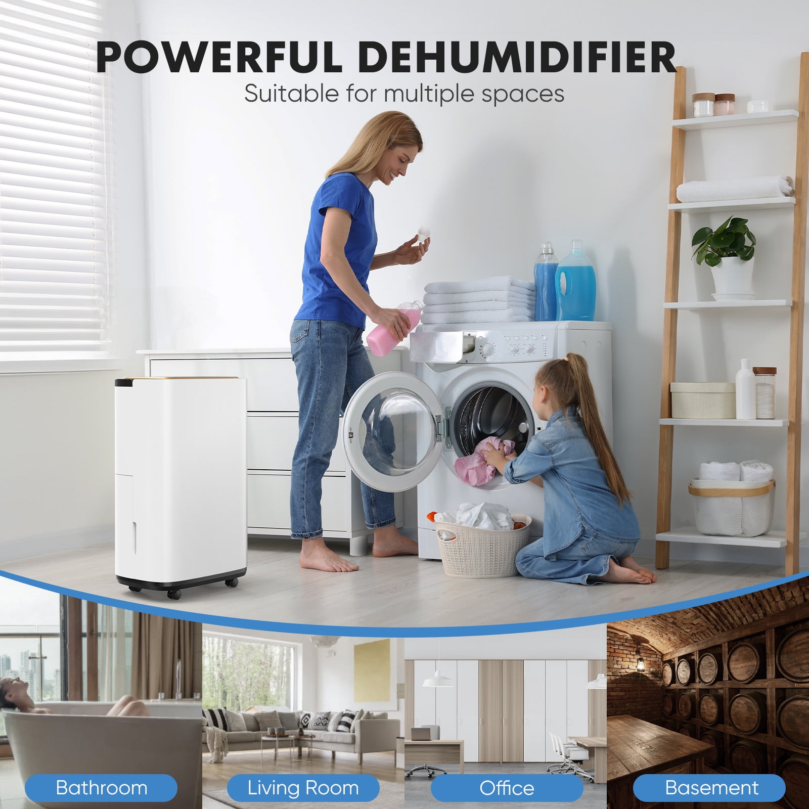 SUMELL 30 Pint Dehumidifier with Drain Hoseand Carry Handle for Medium to Large Rooms, Bedrooms & Basements