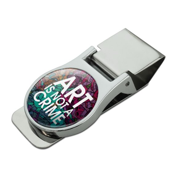 Art Is Not A Crime Graffiti Satin Chrome Plated Metal Money Clip
