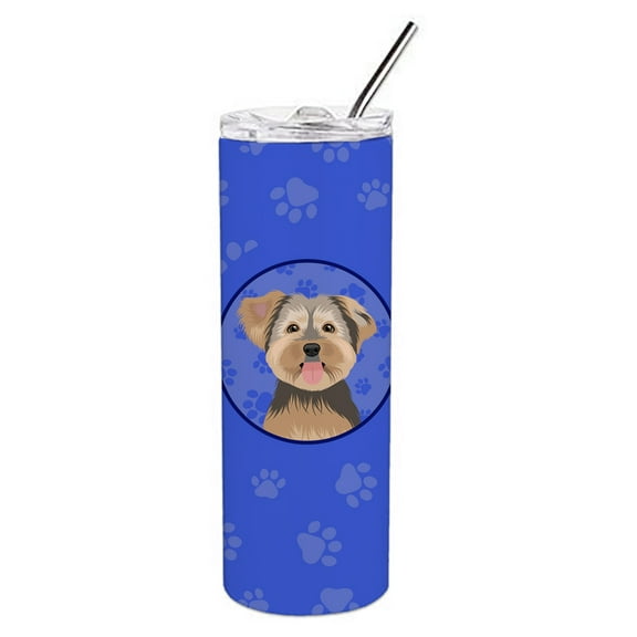 Carolines Treasures WDK1224TBL20 Yorkie Chocolate Design2  Stainless Steel 20 oz Skinny Tumbler Blue 20 oz multicolor
