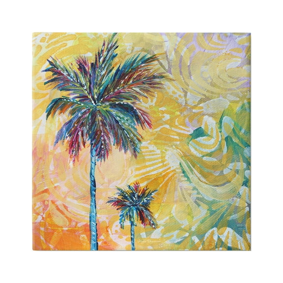 Stupell Industries Modern Patterned Palm Trees Abstract Painting Gallery Wrapped Canvas Print Wall Art, 17 x 17