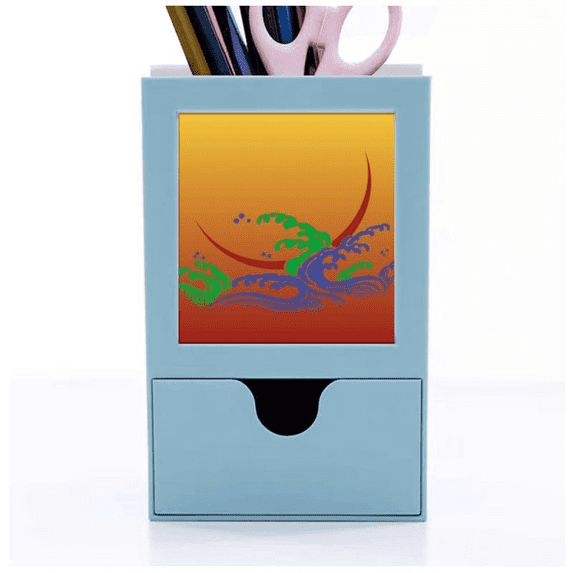 painting japanese culture flower Desk Supplies Organizer Pen Holder Card