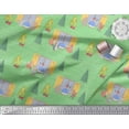 thumbnail image 3 of Soimoi Green Modal Satin Fabric House,Animals & Tree Christmas Print Fabric by the Yard 42 Inch Wide, 3 of 3