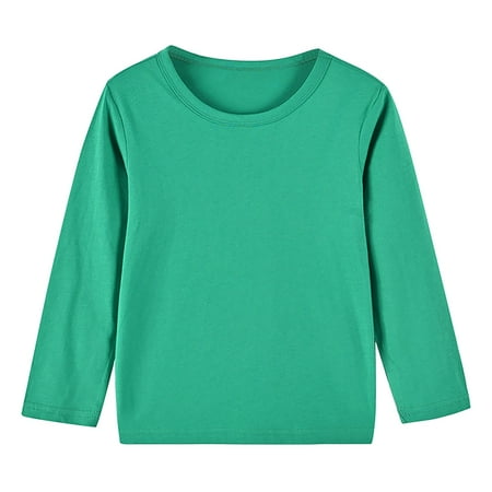 

Lmnyox Kid s Cotton Shirts Soft Crew Neck Long Sleeve T Shirt Girls Boys Fall Winter Casual Basic Tees 1-13 Years