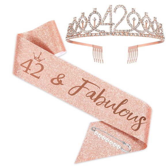 Célébrez 42 avec Élégance: Ensemble d'Anniversaire Rose Doré pour Femmes, Parfait pour des Fêtes d'Anniversaire Fabuleuses et des Célébrations Mémorables, Cadeau Idéal pour Elle 42e Anniversaire