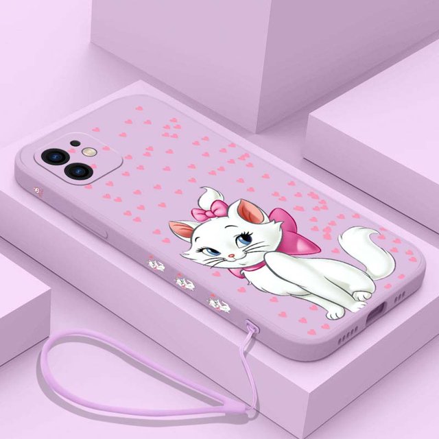 Disney-funda de teléfono con correa de mano para Xiaomi, carcasa con diseño de gato María para modelos Redmi Note 11, 10A, 10, 10S, 9, 8, 7 Pro Plus, 10C, 9A, 9C, 9T, 4G y 5G zhangmengya LED
