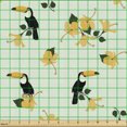 thumbnail image 2 of Ambesonne Toucan Fabric by the Yard Upholstery, Hibiscus Tropical Graphic, 5 Yards, Mint Green Multicolor, 2 of 5