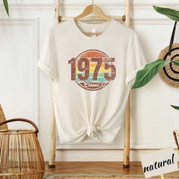 Sam Soft Retro 1975 T-Shirt, Retro 50th Birthday Gift, Vintage 1975 T-Shirt, 50 Years Old Gift, Classic Seventies Tee, Birthday Present for Dad Mom
