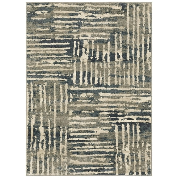 Oriental Weavers Carson Area Rug 0745C Blue Lines Blocks 2' 3" x 7' 6" Rectangle