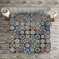 thumbnail image 3 of Ambesonne Geometric Quilted Bedspread Set 3 Pcs, Ring Formed Circles, Queen Size, Royal Blue Umber, 3 of 3