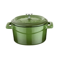 Cast Iron dia.7.75" h:4" 3 qt. Round Green Cast Iron Dutch Oven