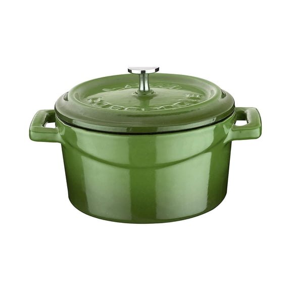 Cast Iron dia.7.75" h:4" 3 qt. Round Green Cast Iron Dutch Oven