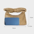 thumbnail image 6 of bestolf Women Clutch Bag Crescent Shape Bohemian Style Foldable Bow Handle Zipepr Closure Straw Braided Solid Color Portable Summer Beach Vacation Handbag, 6 of 8
