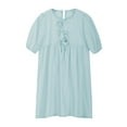 thumbnail image 4 of Jinhomg Girls Short Sleeve Dresses Trendy Tie Front Mini Dress Cute Ruffle Pleated A Line Tunic Dresses Summer Playwear Mint Green 140, 4 of 8