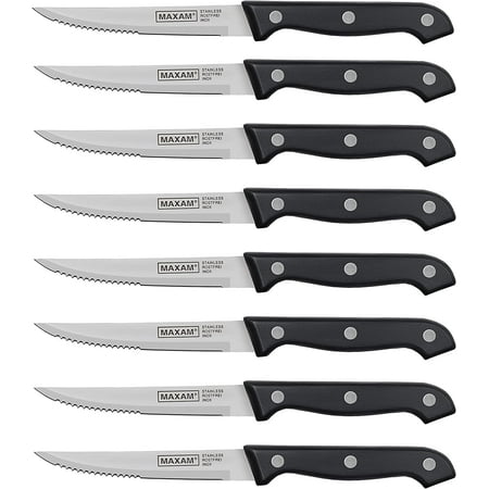 

Steak Knife Set - 8 7/8 Inch Stainless Steel Serrated Blade Set of 8 Sharp Slicing Edge for Thick Meat
