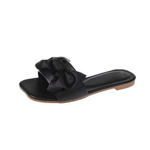 Sandalias planas bowknot zapatillas de playa zapatillas de diapositivas de punta abierta Zapatillas de sandalias de mujer Bowknot Strappy Open Toe Verano Zapatillas de diapositivas ANGGREK Otros