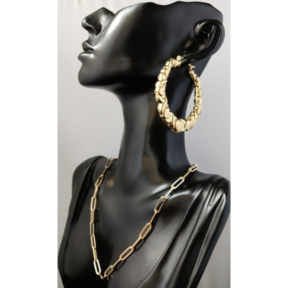 10k Real Solid Yellow Gold Textured Heart Hoop Earrings,High Quality,25mm-82mm Gold Hoop Earrings,Women Earrings (Size:25mm pair;)