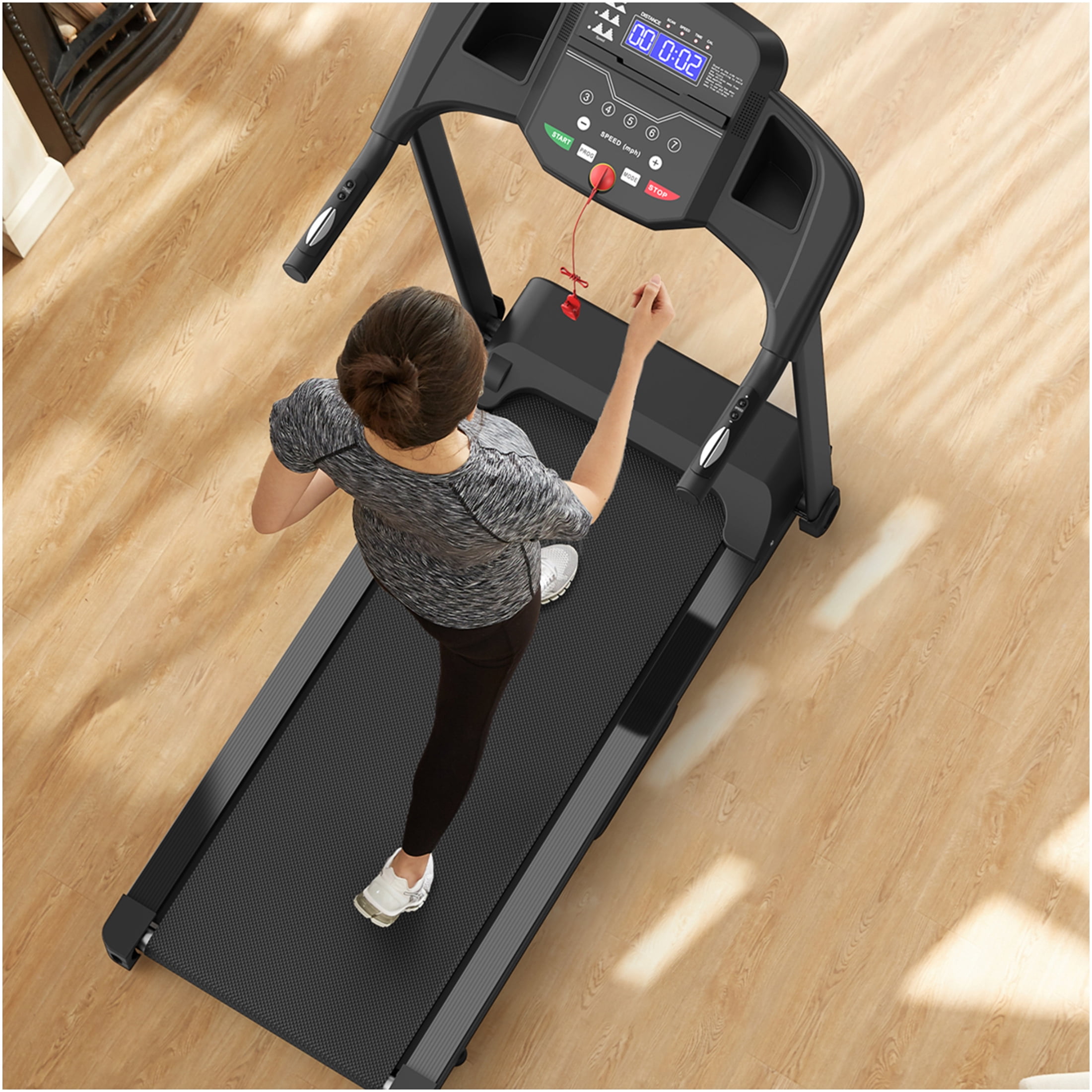 JERFIT 2025 2.5HP Folding Treadmill for Home, Electric Running Machine w/Shock Absorption, LCD Display & Bluetooth Speaker, Supports 265lbs, Space Saving Design