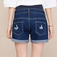 thumbnail image 6 of DeHolifer Maternity Denim Shorts Women's Summer High Waist Distressed Cuffed Hem Casual Denim Jeans Short Blue XL, 6 of 6