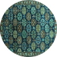 thumbnail image 1 of Ahgly Company Machine Washable Indoor Round Oriental Turquoise Blue Industrial Area Rugs, 6' Round, 1 of 4