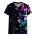 thumbnail image 4 of TSADFHJI Hauts de Vacances pour Femmes Plus Mode Décontractée Imprimé Motif Manches Courtes Col Rond T-Shirt m Violet, 4 of 4