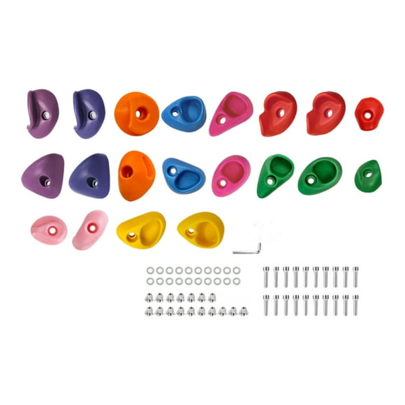 koolsoo 20 Pieces Rock Climbing Holds for Kids Climbing Stones Coloured,with Installation Hardware,Climbing Wall Holds,Climbing Rocks