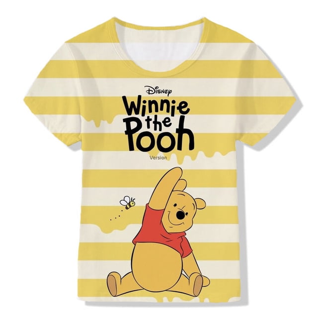 Camiseta de verano de Winnie The Pooh y Tigger para niños, camiseta de Kawai Disney, ropa informal de dibujos animados para niños, niñas y niños, manga corta 130 zhangmengya CONDUJO