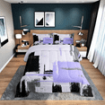 thumbnail image 1 of Erosebridal Geometric Bedding Sets Twin with Comforter, Purple Duvet Insert, Futuristic Abstract Decor, Reversible 2 Pieces, 1 of 4