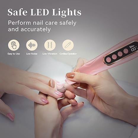 Professional Manicure Pedicure Kit Cordless Electric Nail File Set 6 Speed Cordless Nail Drill for Thick Nail Toenail Cuticle Hand Foot Care Nail Drill Tool