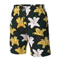 thumbnail image 4 of Logiee Lilies Flowers Print Mens Swim Trunks Quick Dry Board Shorts,Breathable Hawaii Beach Shorts Swimwear Bathing Suits-Large, 4 of 6