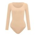 thumbnail image 6 of UAYOTSE Long Sleeve Bodysuit for Women Turtleneck Casual Basic Stretchy Body Suits Tops,XL Khaki, 6 of 6