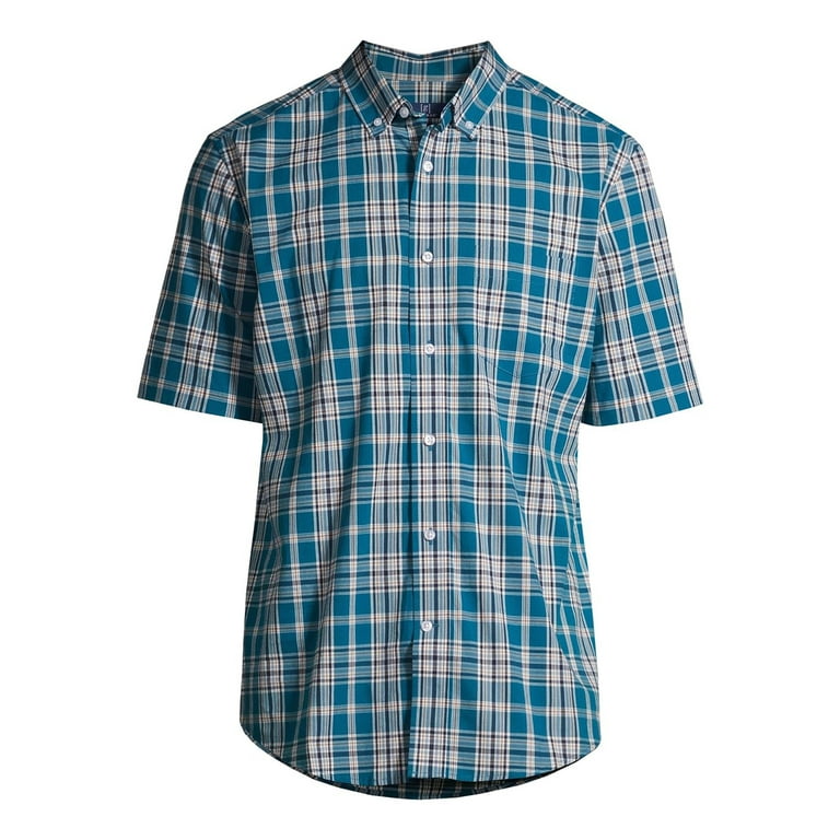 George Men's and Big Men's Short Sleeve Plaid Poplin Shirt