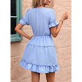 thumbnail image 6 of Women Summer Mini Dress Chiffon Cutout Ruffle V-Neck Puff Sleeve Dresses Dot Boho Sundresses S, 6 of 9