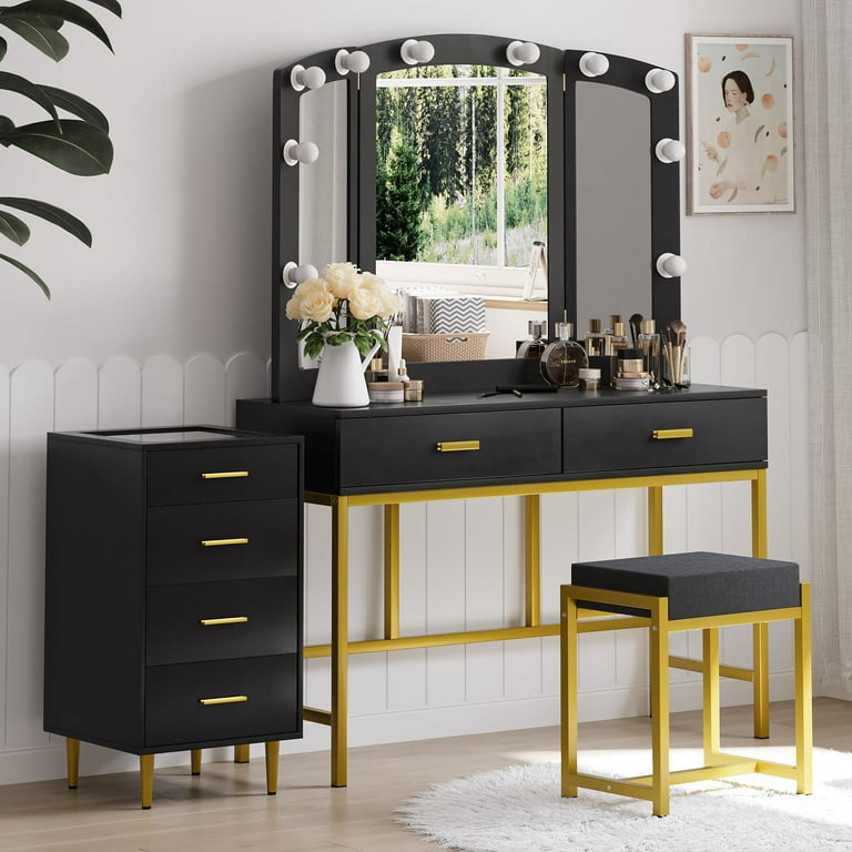Semiocthome Black Dresser with 4 Drawers Modern Storage Cabinet for Bedroom,Glass  Top,Adult - Walmart.com