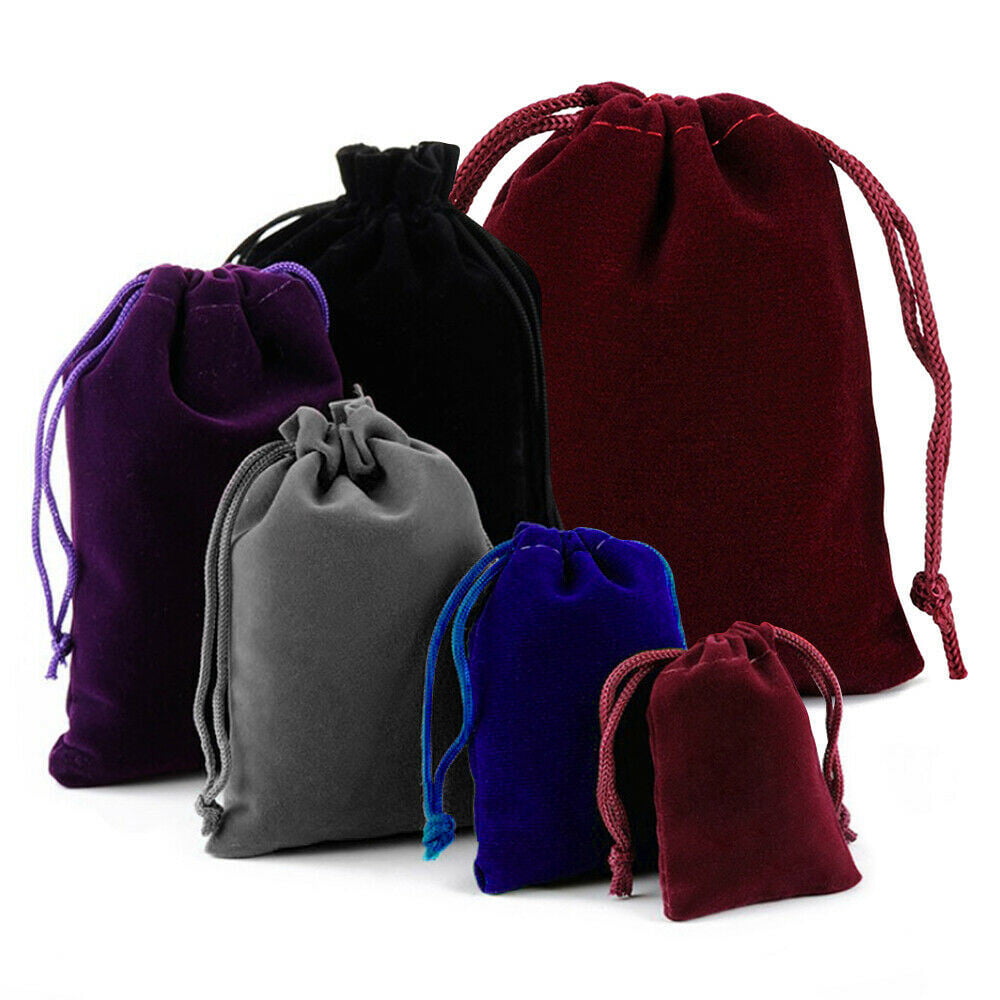 25-100 Velvet Drawstring Pouch Jewelry Baggie Ring Party Wedding Gift Bag Set 