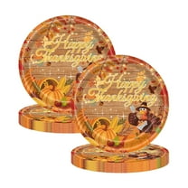 Eliaeconx Thanksgiving Dinner Plates, 20-Pack Pumpkin Turkey Theme Paper Plates, Autumn Party Supplies, Fall Decorations for Family Gathering, Holiday, B