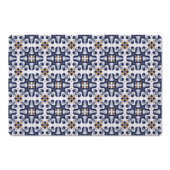Creative Products Navy And Yellow Mod Tile 27x18 Floor Mat