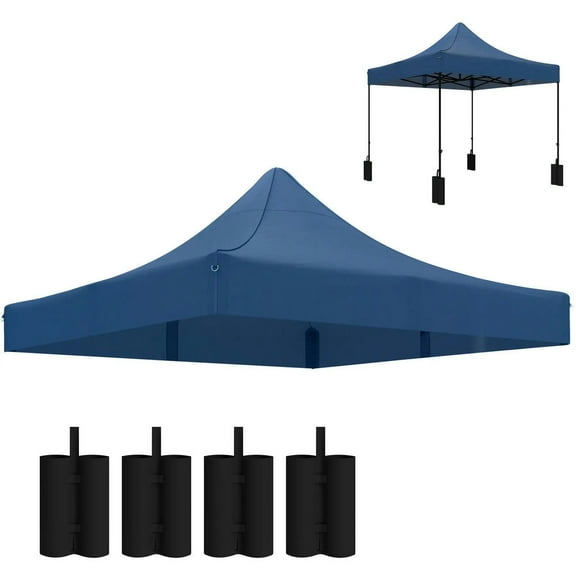 Topcobe 10' x 10' Replacement Canopy Top for Pop Up Canopy Tent with 4 Sand Bags, UPF50  Protection, Outdoor Patio Canopy for Garden Backyard, Navy Blue