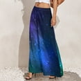 thumbnail image 4 of Colorful Galaxy Pants Elastic Waist Green and Blue Elegant Trousers Streetwear Design Wide Pants, 4 of 6