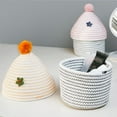 thumbnail image 4 of EIMELI Cotton Thread Small House Tabletop Basket Weave With Cover Snack Toy Cotton Thread Bedside Storage (Yellow Hair Ball), 4 of 11
