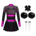 thumbnail image 3 of Uniformes de animadoras para niñas, traje de baile de animadoras, disfraz de animadora, uniforme de animadora escolar con diamantes de imitación, 3 of 5