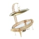 thumbnail image 5 of Juego de buffet con plato para calentar alimentos con tapa colgante, elegante calentador de alimentos de vidrio, metal y dorado 3 litros, 5 of 9